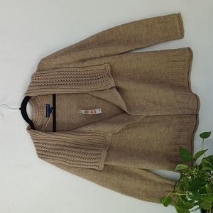 NWT Karen Scott Cartigan. Chestnut Beige. Generously sized Small. Acrylic